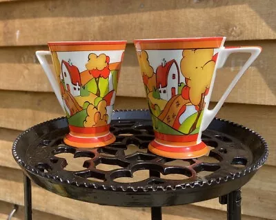 Buy Past Times Pair Of Clarice Cliff Style Mugs Fine Bone China Dishwasher Microwave • 20£