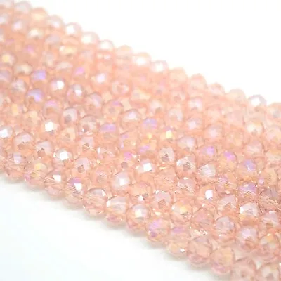Buy Faceted Rondelle Crystal Glass Beads 4mm,6mm,8mm,10mm - Pick Ab Colour • 3.70£