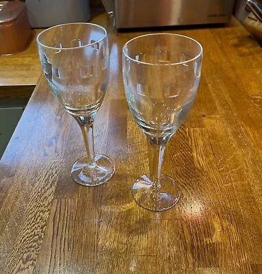 Buy 2 John Rocha Waterford Lead Crystal Geo 23cm Tall Wine Glasses • 80£