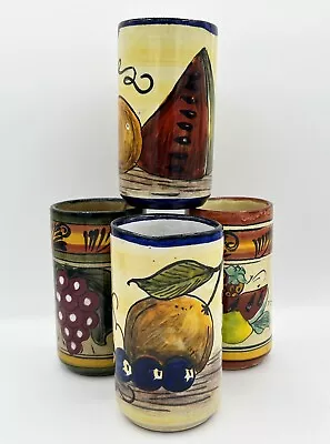 Buy Mexican Talavera 7” Tumblers Hand-Painted Vintage Authentic Set Of 4 Terracotta • 19.21£