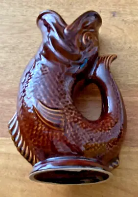 Buy Vintage Dartmouth Devon Brown Large Gurgle Gluggle Glug Jug 9.25  Fish Vase • 29.99£