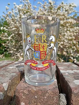 Buy Queen Elizabeth II Commemorative Glass Tumbler For Coronation In 1953 • 3£