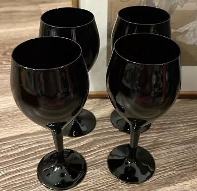 Buy 4 Mikasa Elegance Midnight Black Amethyst Glass Tulip Wine Glasses 7  MCM • 28.46£