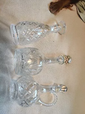 Buy Set Of 3 Lead Crystal Cut Glass Decanters • 10£