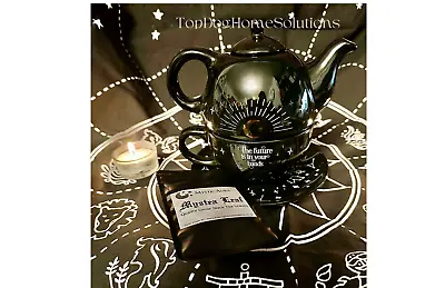 Buy Fortune Teller Teapot Coffee Cup Saucer & Loose Tea Set For One Gift Box Black • 19.99£