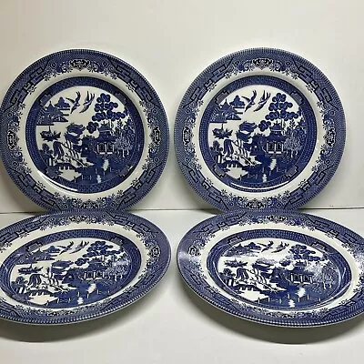 Buy Churchill Willow England Blue Dinner Plates Set Of Four 10 1/4” • 28.42£