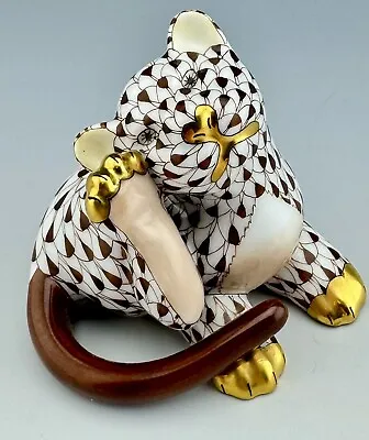 Buy 🦋 MINT HEREND Tiger Cub Chocolate Fishnet Cat Figurine • 191.14£