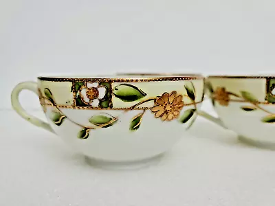 Buy Noritake Gold Gilt  Bone China Cups Hand Painted  3 7/8  D  X  2  H Set Of 4 • 21.69£