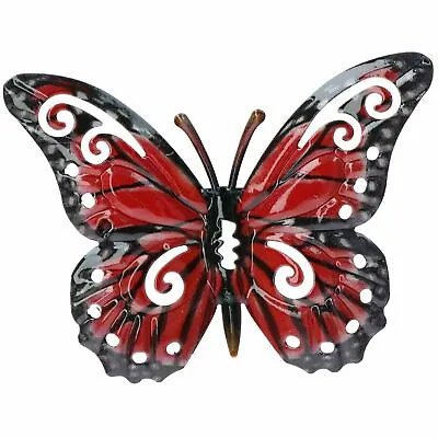 Buy Small Red Metal Butterfly Garden Fence Home Wall Art Decoration Ornament • 3.49£