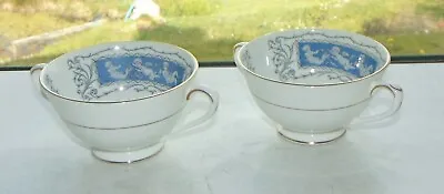 Buy Coalport Bone China Revelry 2 X Soup Bowls Blue Panels White Cupids.  • 12£