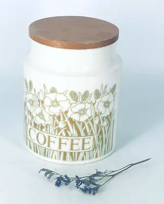 Buy Vintage Retro Hornsea Fluer Pottery COFFEE Containers 16.5cm Wooden Sealed Lid • 8.45£