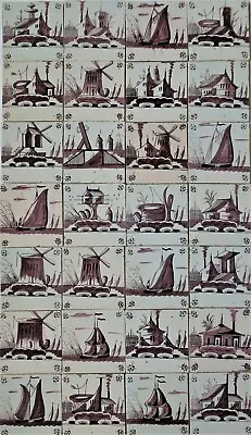 Buy 28 SUPERB Dutch Delftware Delft Faience Tile Carreaux Sailboats, Windmills Etc. • 1,929.51£
