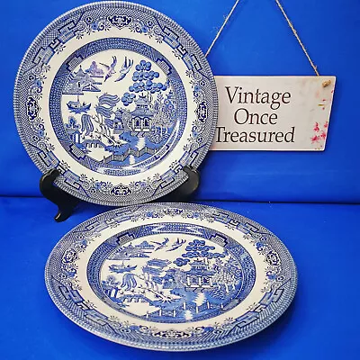 Buy 2 X Vintage WILLOW Dinner Plates (9.5 ) CHURCHILL CHINA For RINGTONS * 1970s EXC • 11.93£