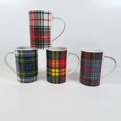 Buy Dunoon Mixed Tartan Mugs Stoneware Scotland Tea Coffee Cups Set Of 4 • 29.39£