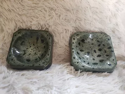 Buy Pair Of Fosters Cornish Pottery Redruth Vintage Ashtrays Rarer Green Colour • 23.99£