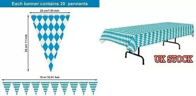 Buy Oktoberfest Plastic Tablecloth Cover Bunting Reusable Bavarian Party Tableware • 8.99£