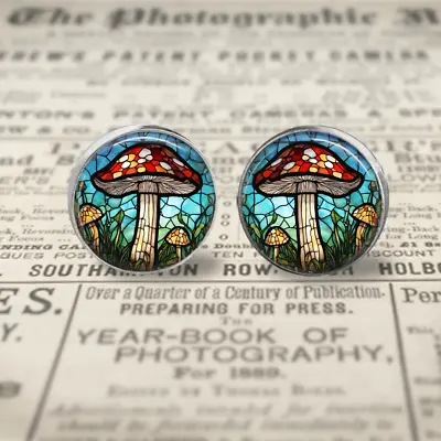 Buy Stained Glass Toadstool Cufflinks Birthday/wedding/graduation Gift For Him • 8.49£
