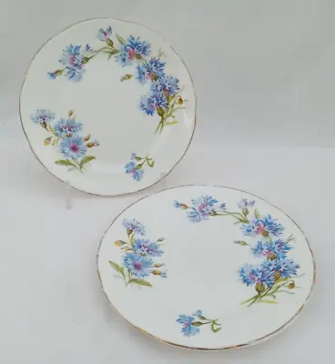 Buy 2x Vintage Adderley Fine Bone China Blue Cornflower - Side Plates (Dia 16cm) • 10£