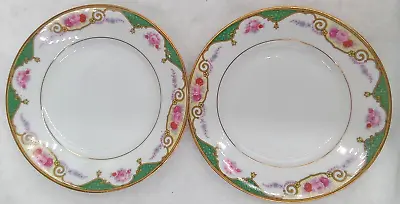 Buy Bloch & Co Bread Plate Eichwald Czech Floral Green White Vintage 6  Set Of 2 • 21.81£