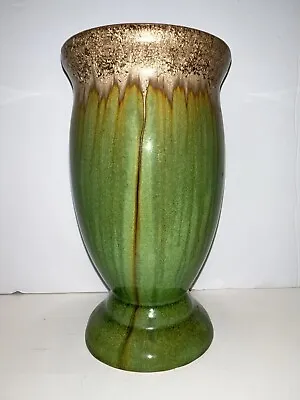 Buy Two Tone Earthy Green And Gold Glittered Drip Decorative Vase - Art Decor • 29.49£