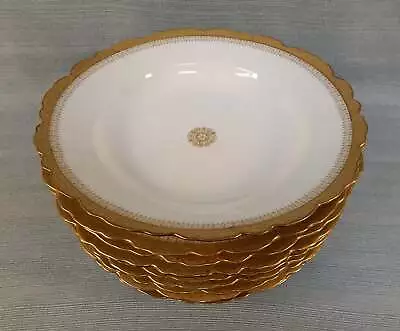 Buy Limoges France 9.5  China Bowls With Gold Scalloped Border - Set Of 9 • 94.31£