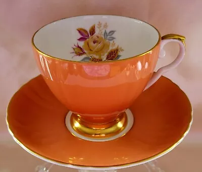 Buy 1950's Royal Grafton Fine Bone China Orange Teacup & Saucer Set England • 21.85£