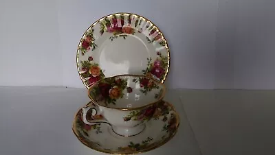 Buy Royal Albert Old Country Roses Avon Shape Tea Cup Saucer & Side Plate Trio #1 • 24.99£