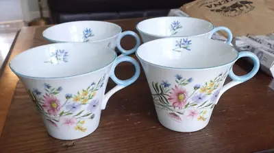 Buy Set Of 4 Antique Vintage Shelley Bone China Cups  Wild Flowers  • 19.99£
