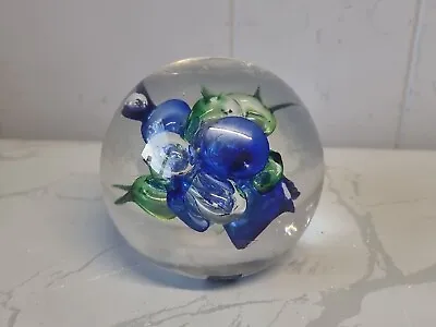 Buy Langham Glass House Vintage Paperweight Green & Blue Bubbles • 3.19£