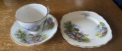 Buy Vintage Royal Vale Country Cottage Bone China Cup, Saucer & Tea Plate Trio B2 • 4.99£