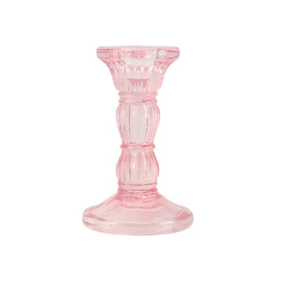 Buy Pastel Pink | 10.5cm Tall | Moulded Glass Candlestick | Gisela Graham • 5.26£