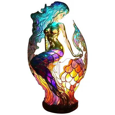 Buy Stained Glass Lamp Lion Dolphin Wolf Stained Glass Bedside Light Home Ornament U • 11.59£