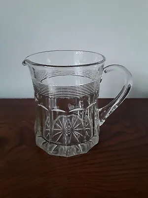 Buy Heavy Lead-crystal Glass Georgian Faceted  Water Jug With Star Cut Base VGC • 12£