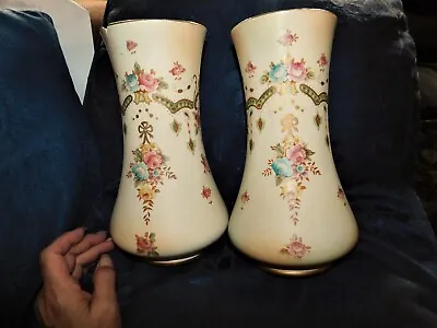 Buy Pair Antique Crown Devon S Fieldings Ivory Blush Vases Perth 1 = Damaged • 24£