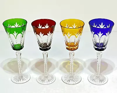 Buy Exquisite 4 Mint Faberge Crystal Cut To Clear Palais Royal Wine Goblets 9 1/4  • 500.44£