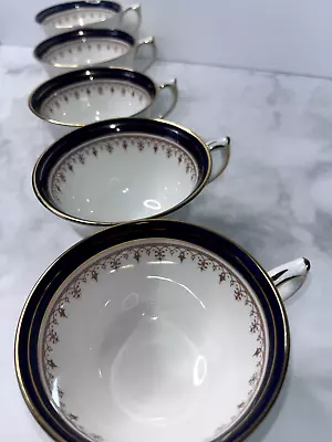 Buy Aynsley Leighton Cobalt Gold Footed English Bone China 1646 SET OF 5 CUPS • 44.18£