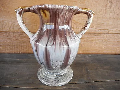Buy Vintage Pottery Handled Vase Drip Glaze Brown Chipped Apx 6  Kitsch Farmhouse • 20.17£