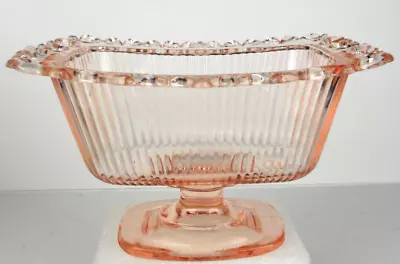 Buy Pink Indiana 30's Depression Glass Rectangular Footed Candy Dish Lace Rim No Lid • 37.63£