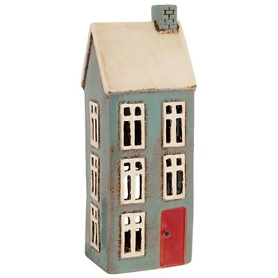 Buy Village Pottery Ceramic Tall Grey House Tealight  And Candle Holder Gift • 16.49£