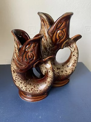 Buy Fosters Studio Pottery Fish Gurgling Jug Vintage Guggle Brown Two • 30£