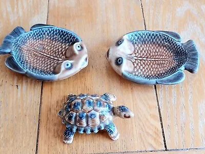 Buy 2 X Wade Trinket Dishes Flounder Fish & Tortoise Made In England Ash Tray • 8£