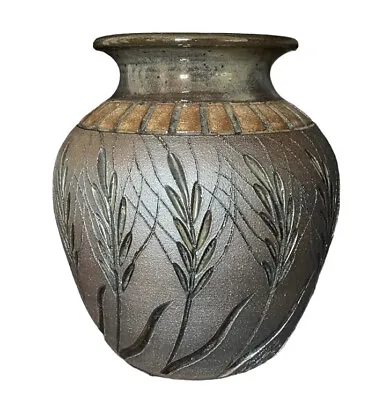 Buy Waletzko Signed Art Pottery Stoneware Vase, Wheat, Willow River, Minnesota, 1985 • 174.82£