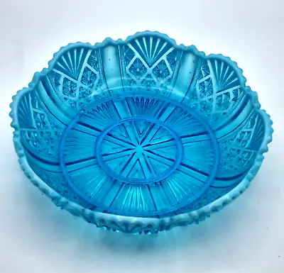 Buy Davidson's Blue Glass Pearline Glass Ruffle Bowl • 34.95£