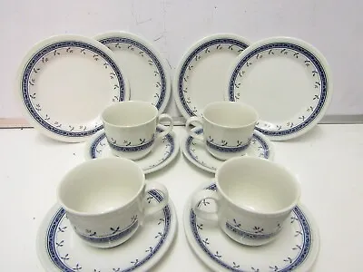 Buy Staffordshire Tableware Blue Floral Cups,Saucers & Plates Vintage Set Of 4 (H) • 19.99£