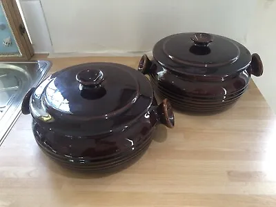 Buy 2 Vintage Treacle Glazed Denmead Pottery Casserole Dishes  Excellent Condition  • 12£