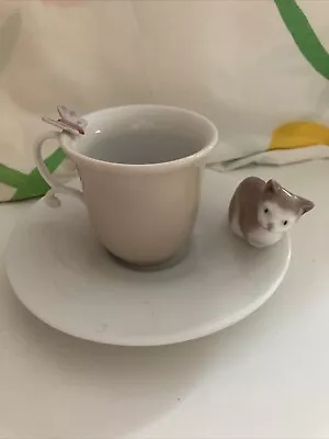 Buy Lladro Cat & Butterfly Teacup/saucer Set *Read* • 61.57£