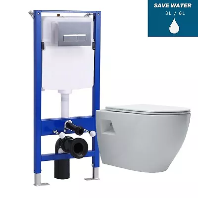 Buy Bathroom Wall Hung Toilet Pan With Soft Close Seat丨1.14 M Concealed Cistern • 239.77£