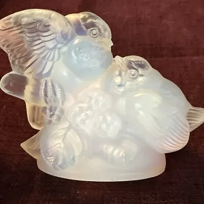 Buy Sabino Cluster Of Two Love Birds Opalescent Art Glass Figurine French Paris • 379.01£