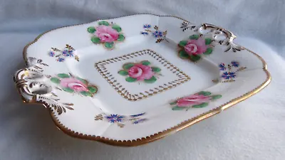 Buy Antique Minton Porcelain Square Plate C1830 Painted Pink Roses - Pattern 504 • 40£