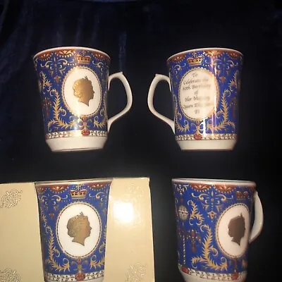Buy 4 X Rington’s Fine Bone China Mugs Commemorative Queen’s 80th Birthday VGC. • 12£